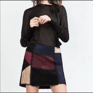 Zara Suede Patchwork Skirt